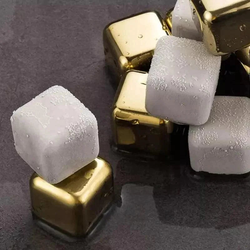 Gold stainless steel reusable ice cubes – view 11