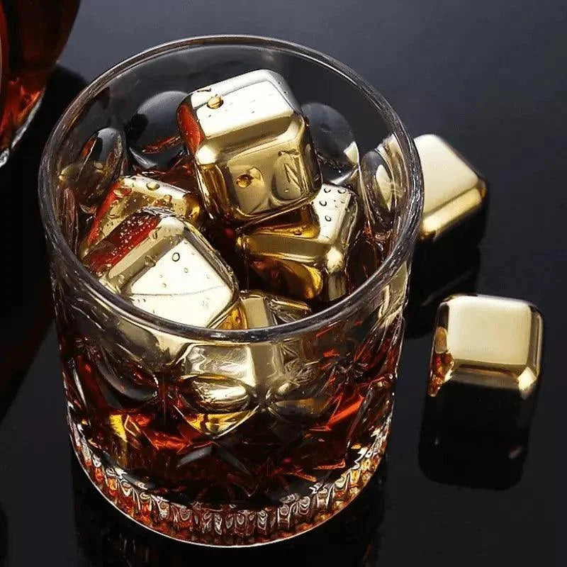 Gold stainless steel reusable ice cubes – view 12