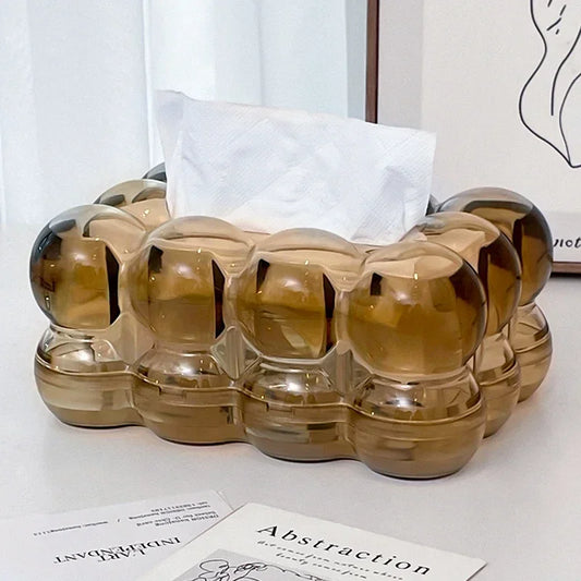 Gold Tissue Box Cover with Non-Slip Base