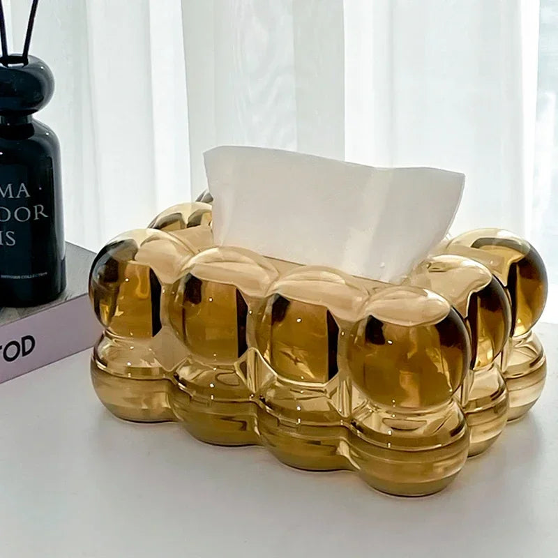 Gold Tissue Box Cover with Non-Slip Base – view 3