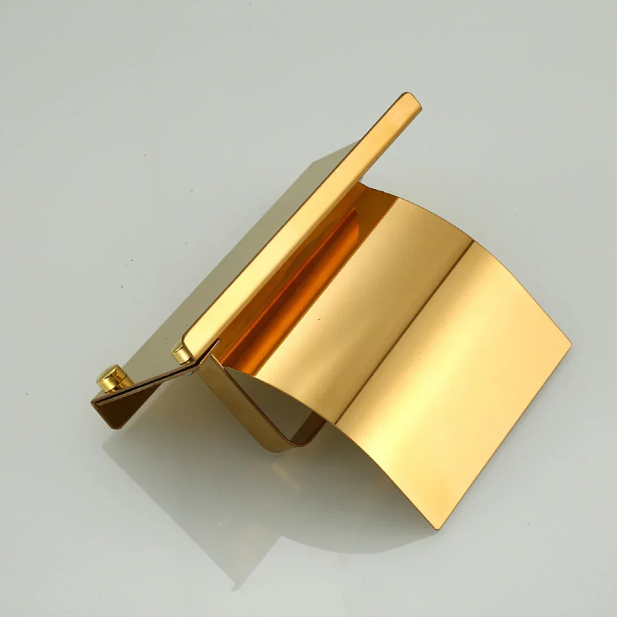 Gold Stainless Steel Toilet Paper Holder with Lid & Shelf – view 3