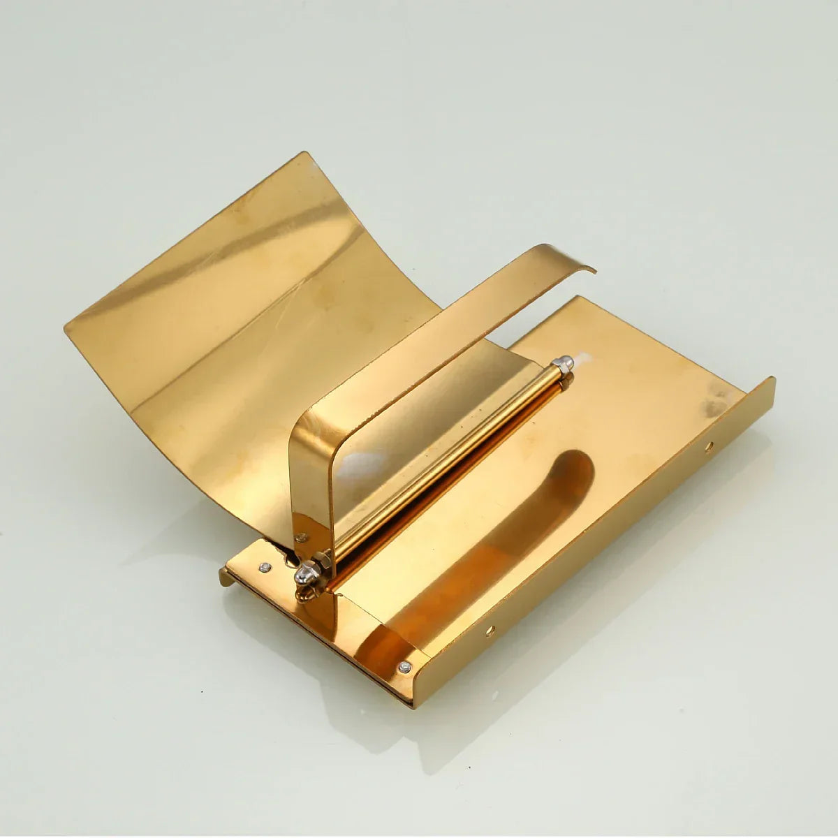 Gold Stainless Steel Toilet Paper Holder with Lid & Shelf – view 4