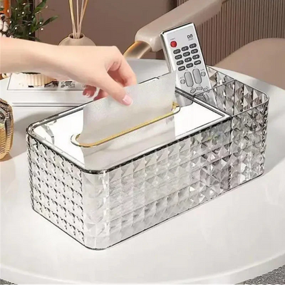 Gold-Trim Tissue Box with Internal Spring