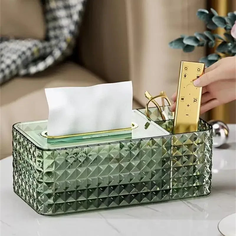 Gold-Trim Tissue Box with Internal Spring – view 2