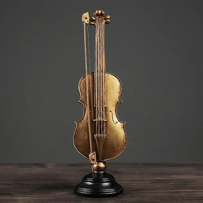 Gold Violin & Saxophone Resin Sculpture – view 3