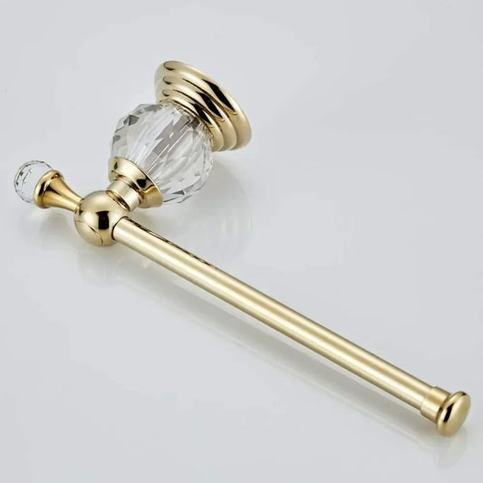 Gold Wall-Mounted Toilet Paper Holder with Crystal Detail