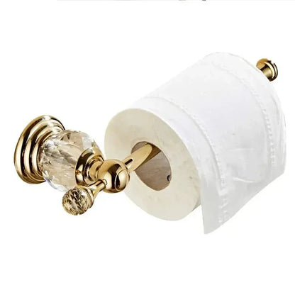 Gold Wall-Mounted Toilet Paper Holder with Crystal Detail – view 2