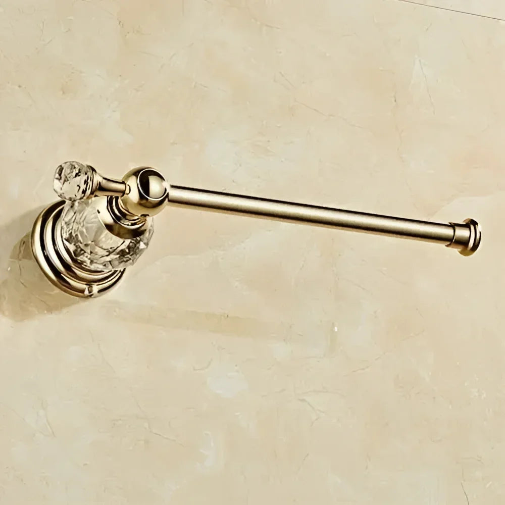 Gold Wall-Mounted Toilet Paper Holder with Crystal Detail – view 3