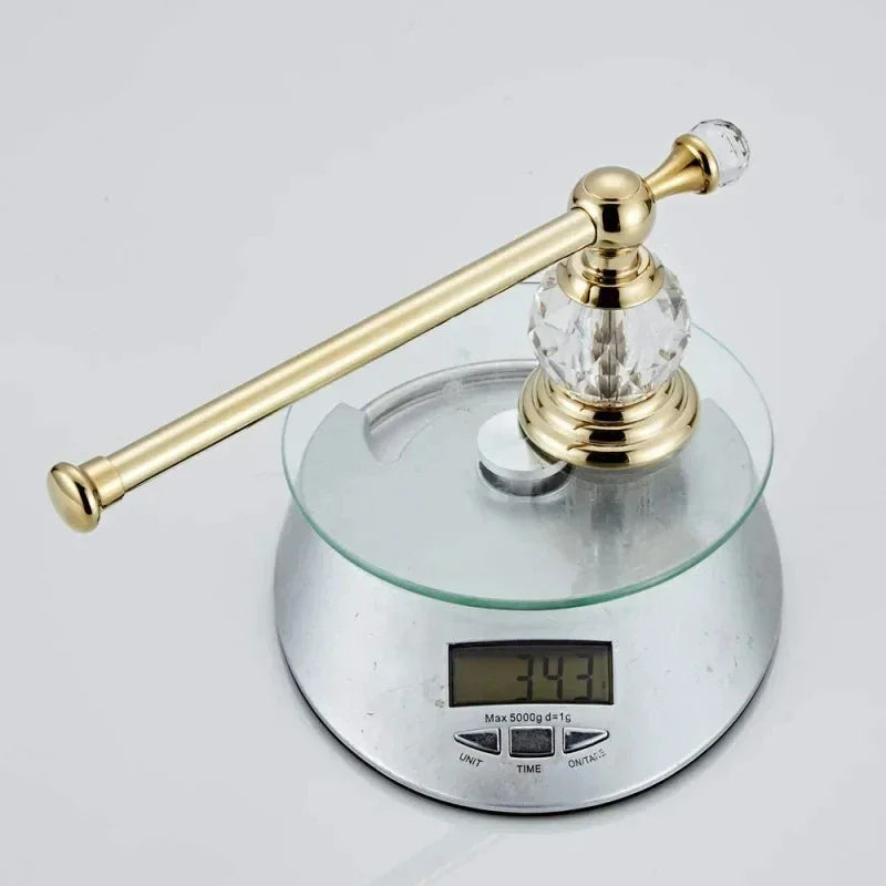 Gold Wall-Mounted Toilet Paper Holder with Crystal Detail – view 5