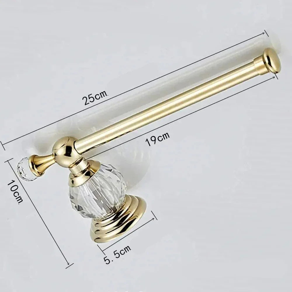 Gold Wall-Mounted Toilet Paper Holder with Crystal Detail – view 6