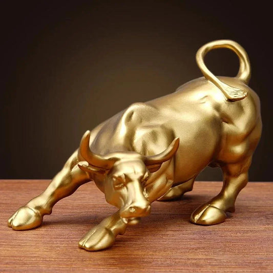 Gold Wall Street Bull Resin Sculpture