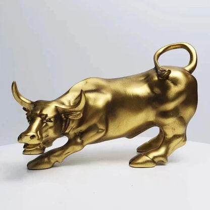 Gold Wall Street Bull Resin Sculpture – view 3