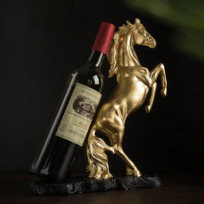 Gold War Horse Resin Wine Bottle Holder