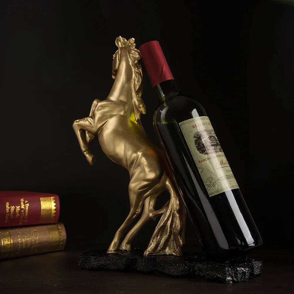 Gold War Horse Resin Wine Bottle Holder – view 4
