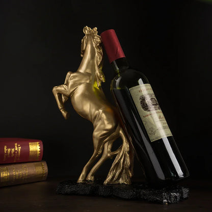 Gold War Horse Resin Wine Bottle Holder – view 4