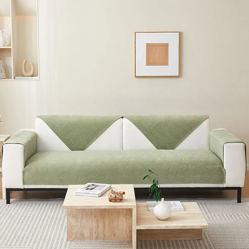 Green Chenille Jacquard Non-Slip Sofa Cover – view 2