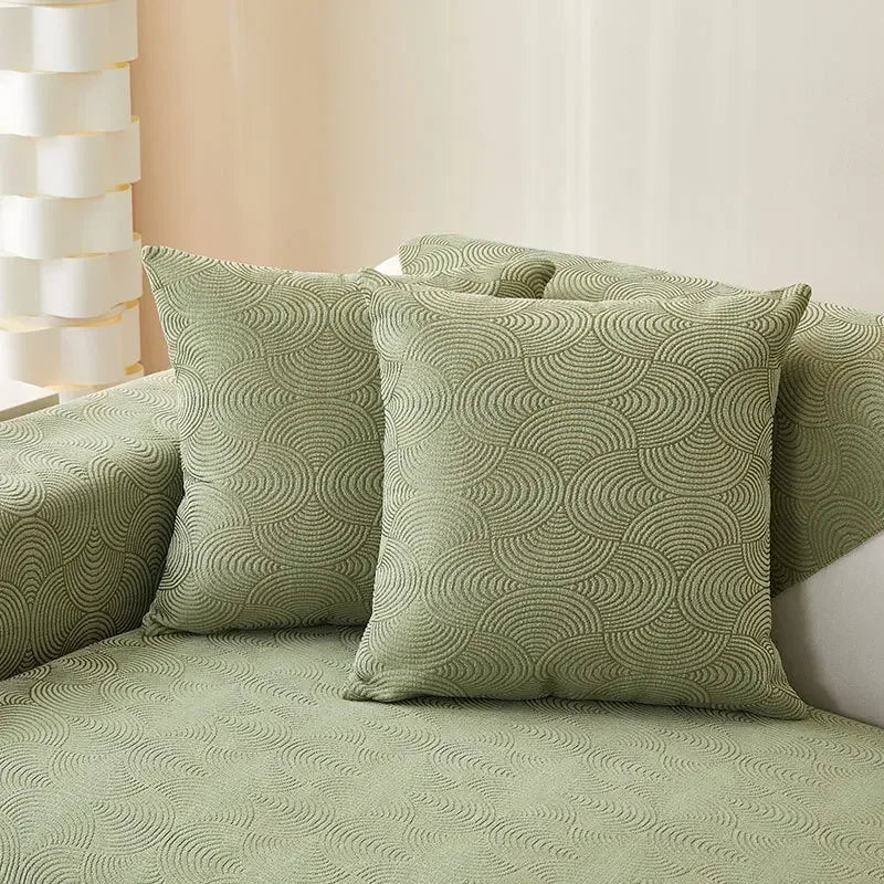 Green Chenille Jacquard Non-Slip Sofa Cover – view 3