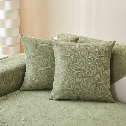 Green Chenille Jacquard Non-Slip Sofa Cover – view 3