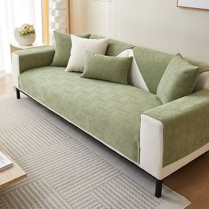 Green Chenille Jacquard Non-Slip Sofa Cover – view 5