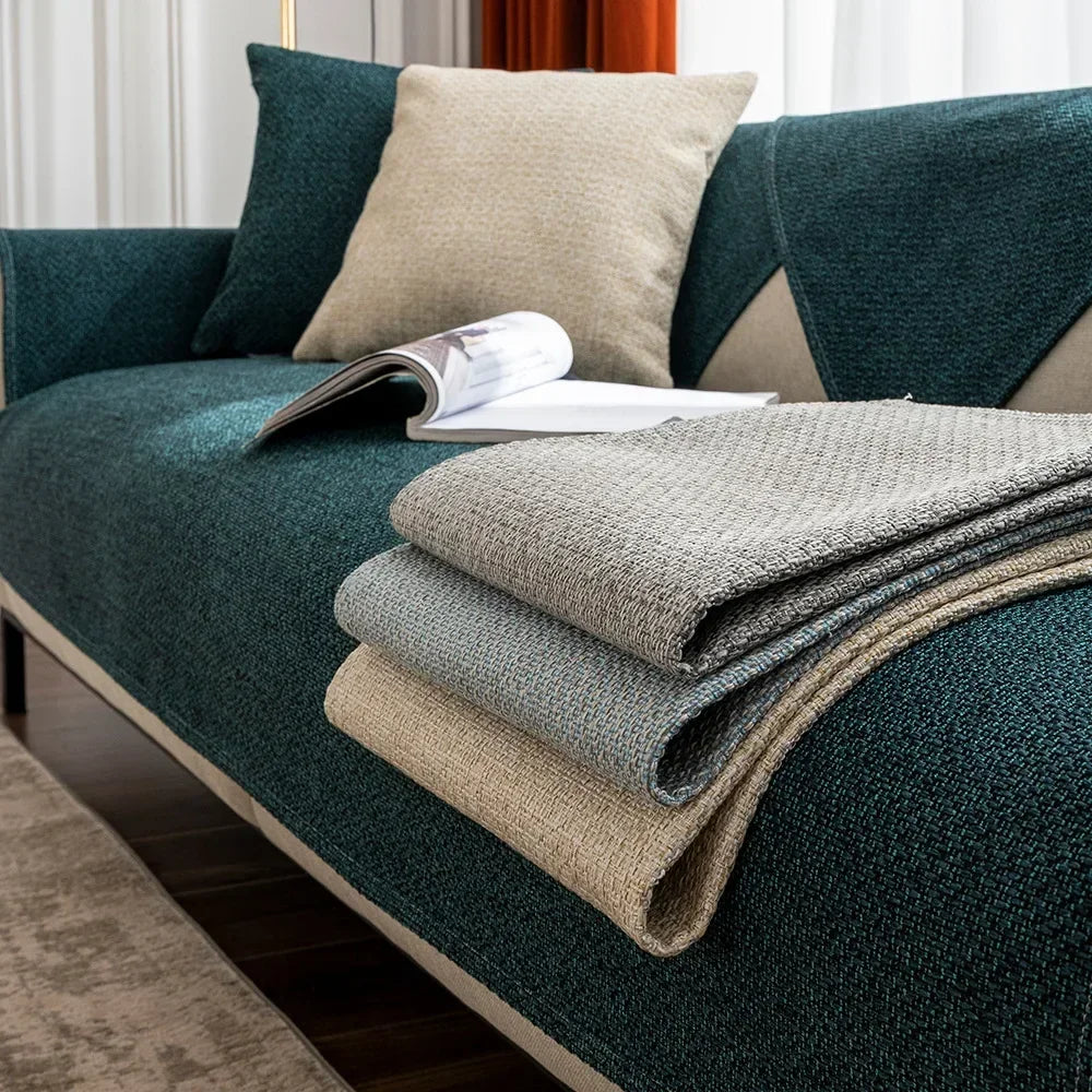 Green Jacquard Non-Slip Sofa Protector – view 2