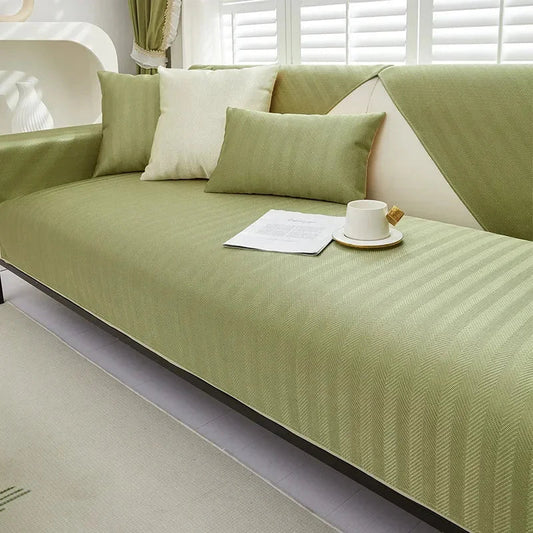 Green Quilted Non-Slip Sofa Cover