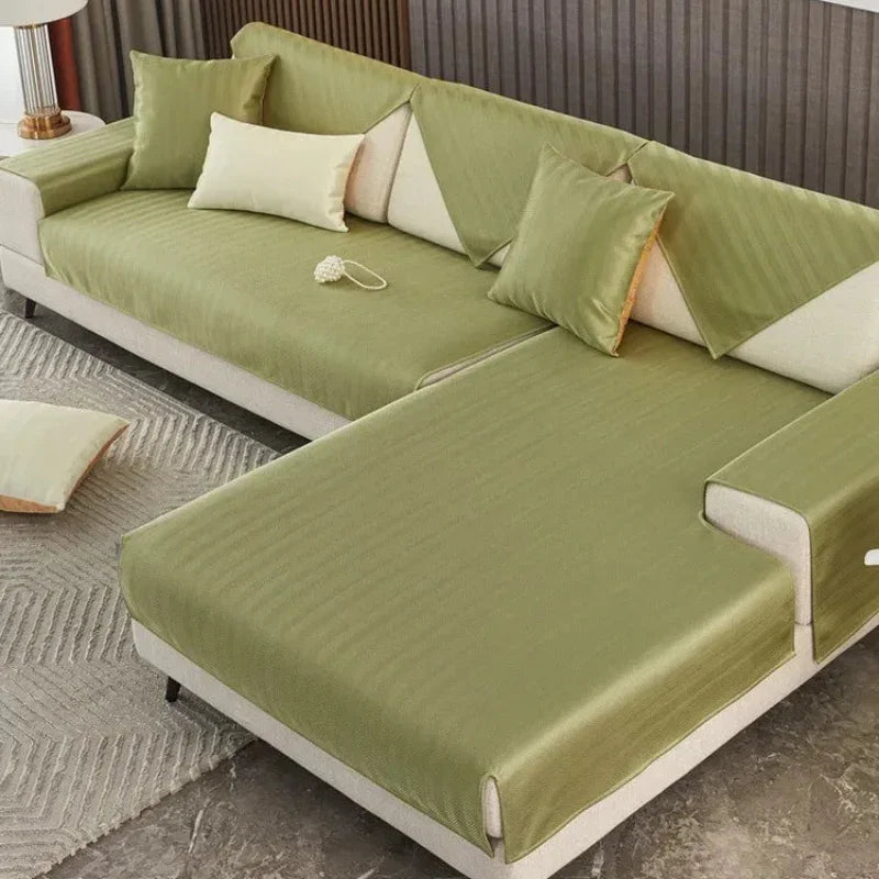Green Quilted Non-Slip Sofa Cover – view 2