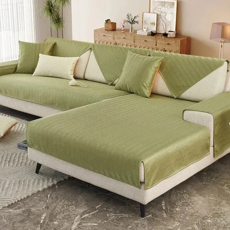 Green Quilted Non-Slip Sofa Cover – view 7