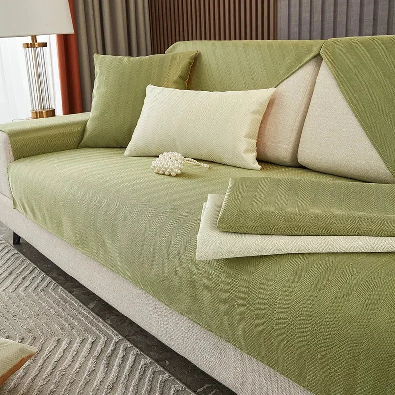 Green Quilted Non-Slip Sofa Cover – view 8