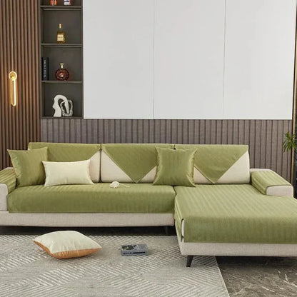 Green Quilted Non-Slip Sofa Cover – view 9