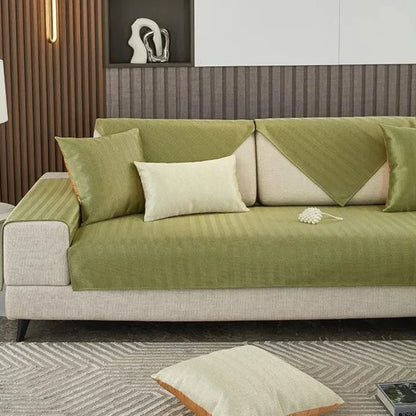 Green Quilted Non-Slip Sofa Cover – view 10
