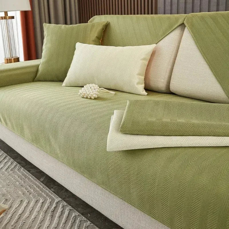 Green Quilted Non-Slip Sofa Cover – view 11