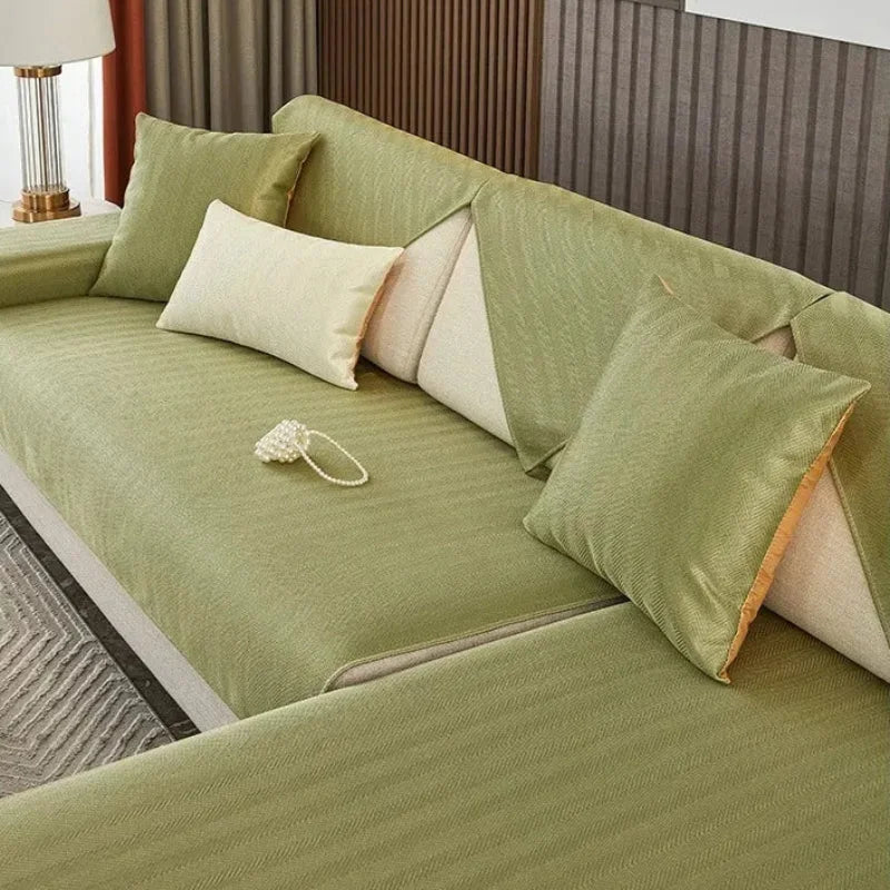Green Quilted Non-Slip Sofa Cover – view 13