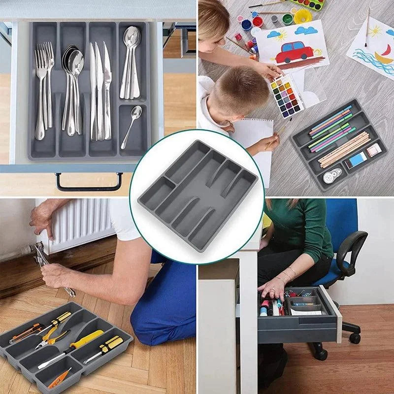 Grey 5-Compartment Cutlery Drawer Organiser – view 2