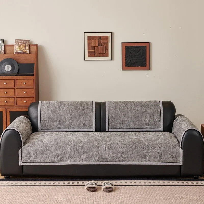 Grey 500gsm Chenille Non-Slip Sofa Cover – view 2