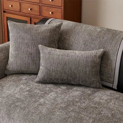 Grey 500gsm Chenille Non-Slip Sofa Cover – view 5
