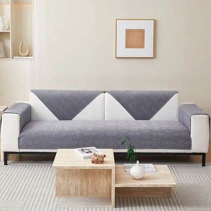 Grey Chenille Jacquard Non-Slip Sofa Cover – view 2