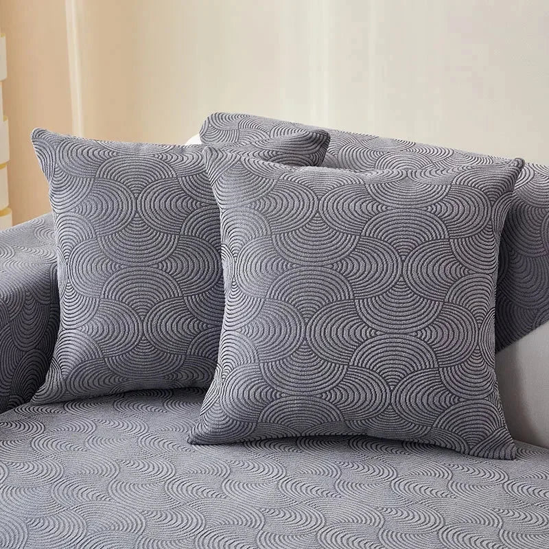 Grey Chenille Jacquard Non-Slip Sofa Cover – view 3