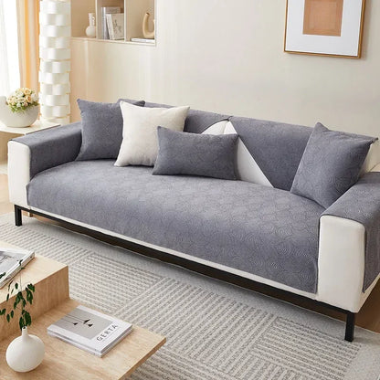 Grey Chenille Jacquard Non-Slip Sofa Cover – view 5