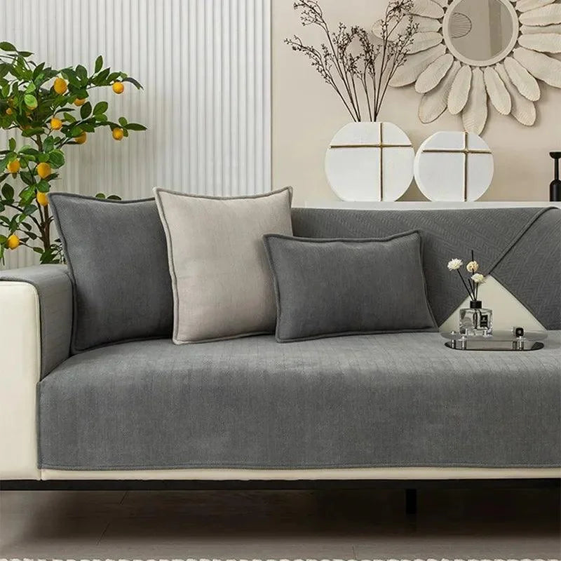 Grey Chenille Non-Slip Sofa Protector – view 2