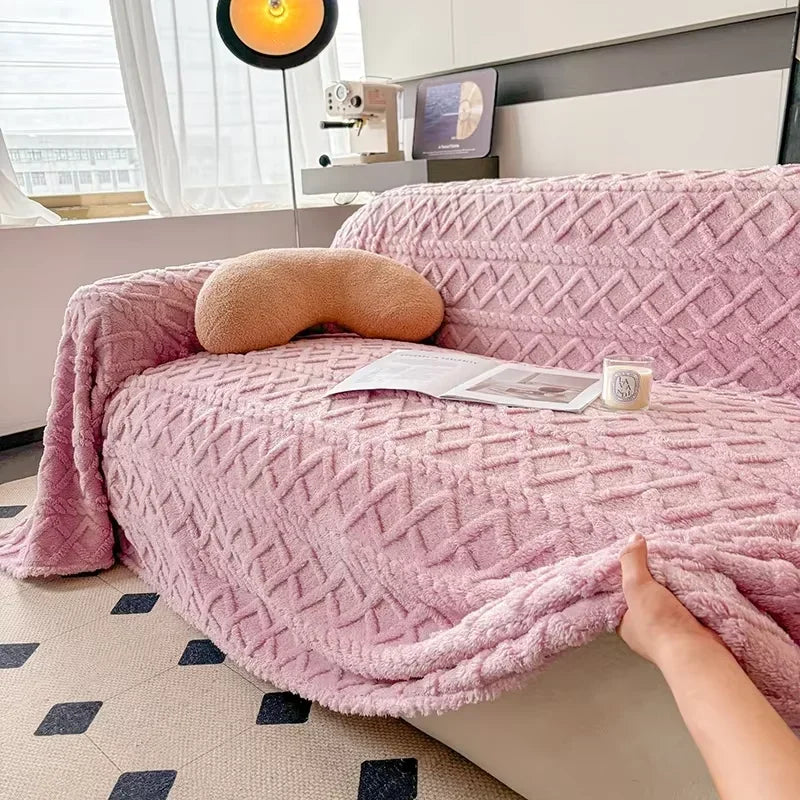 Grey Coral Fleece Sofa Throw – view 4