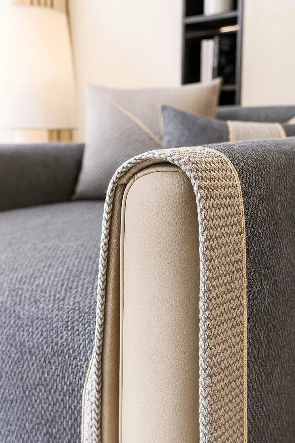 Grey Cotton & Linen Non-Slip Sofa Protector – view 3
