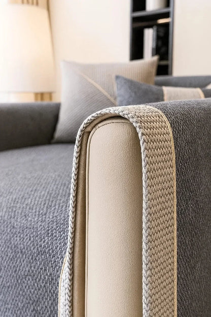 Grey Cotton & Linen Non-Slip Sofa Protector – view 3