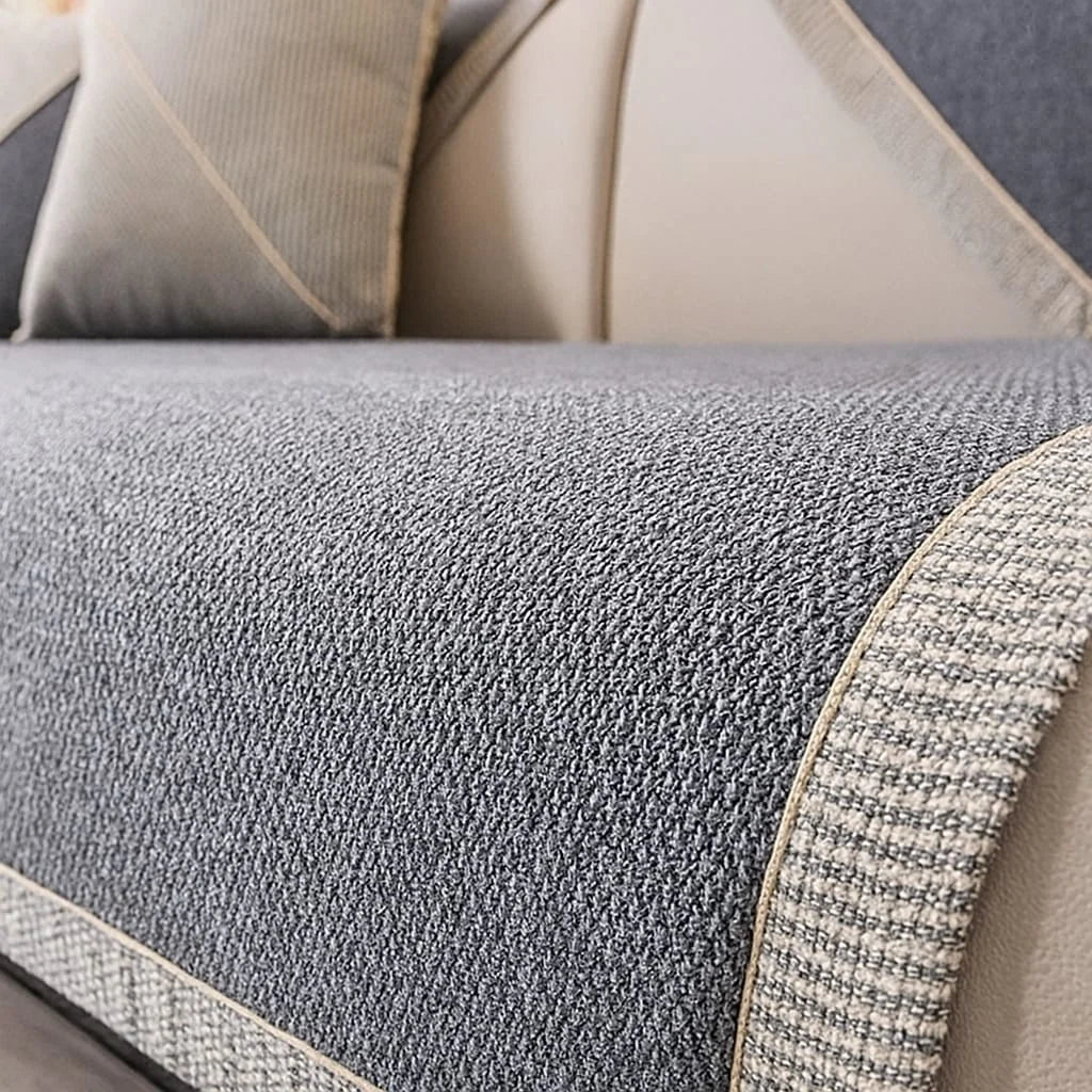 Grey Cotton & Linen Non-Slip Sofa Protector – view 4