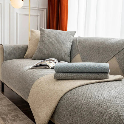 Grey Extra-Weight Cotton-Linen Sofa Protector – view 2