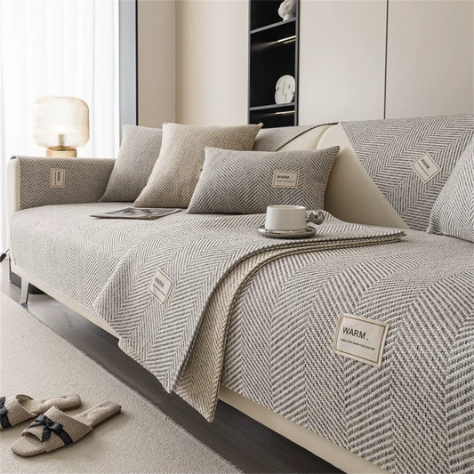 Grey Waterproof Jacquard Non-Slip Sofa Cover