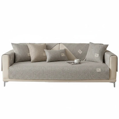 Grey Waterproof Jacquard Non-Slip Sofa Cover – view 2
