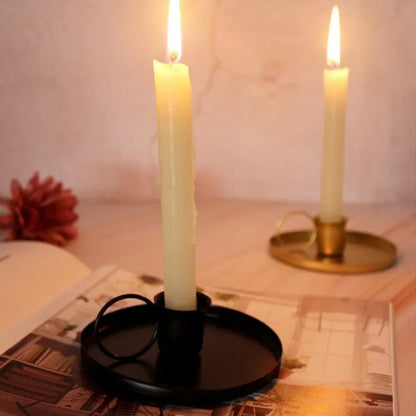 Handled Metal Pillar Candle Holder