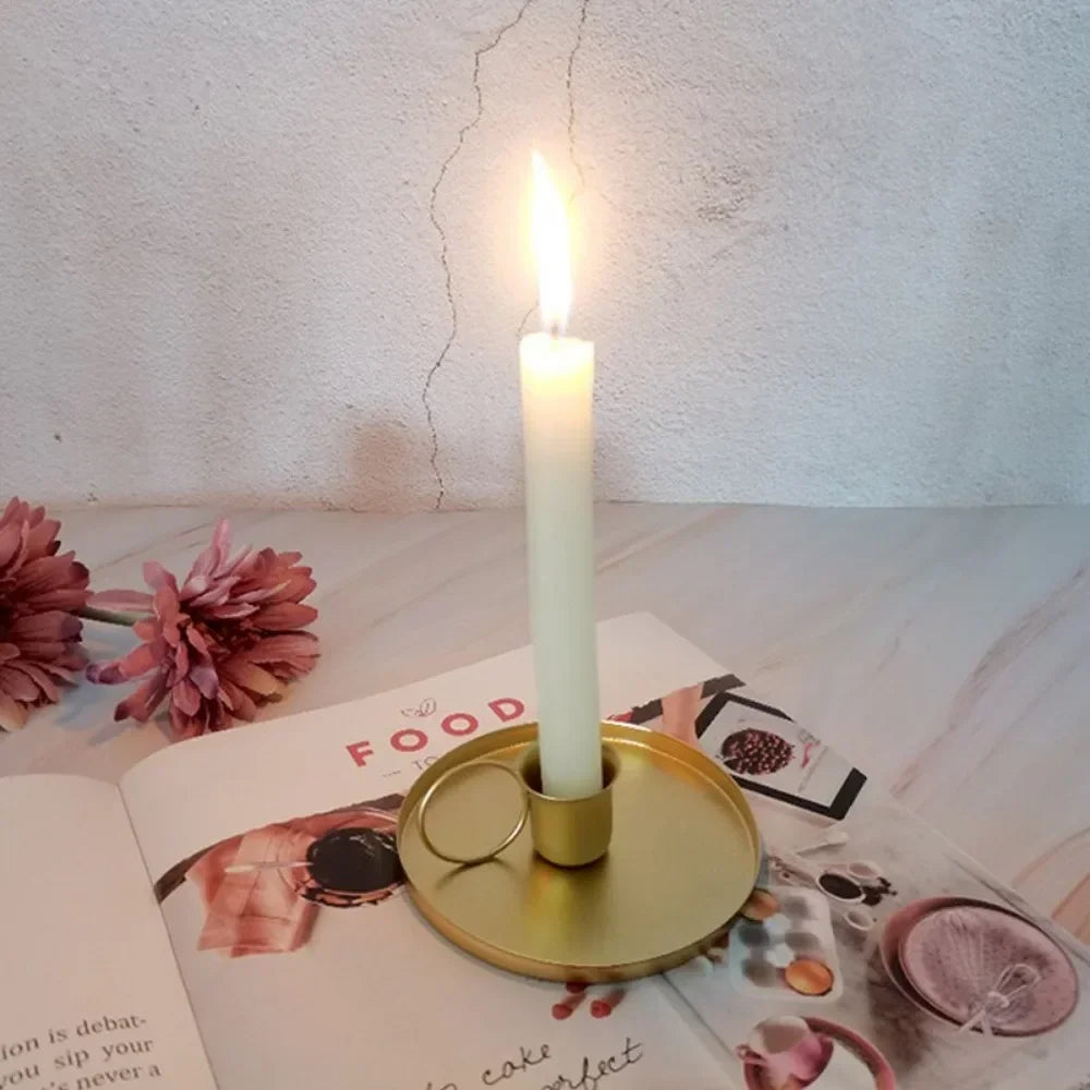 Handled Metal Pillar Candle Holder – view 2