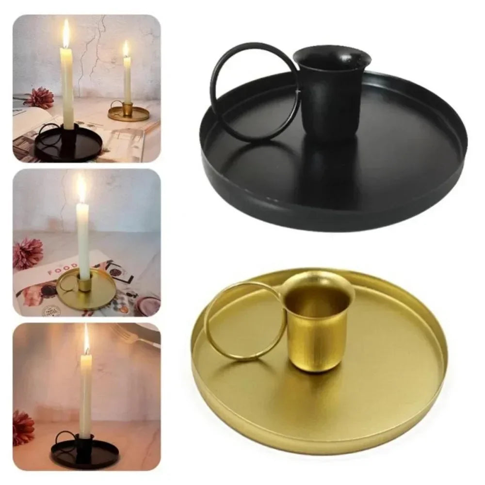 Handled Metal Pillar Candle Holder – view 3