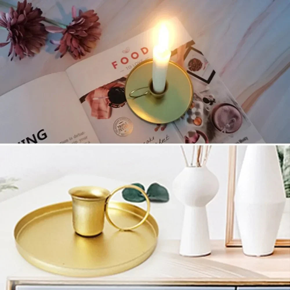Handled Metal Pillar Candle Holder – view 4